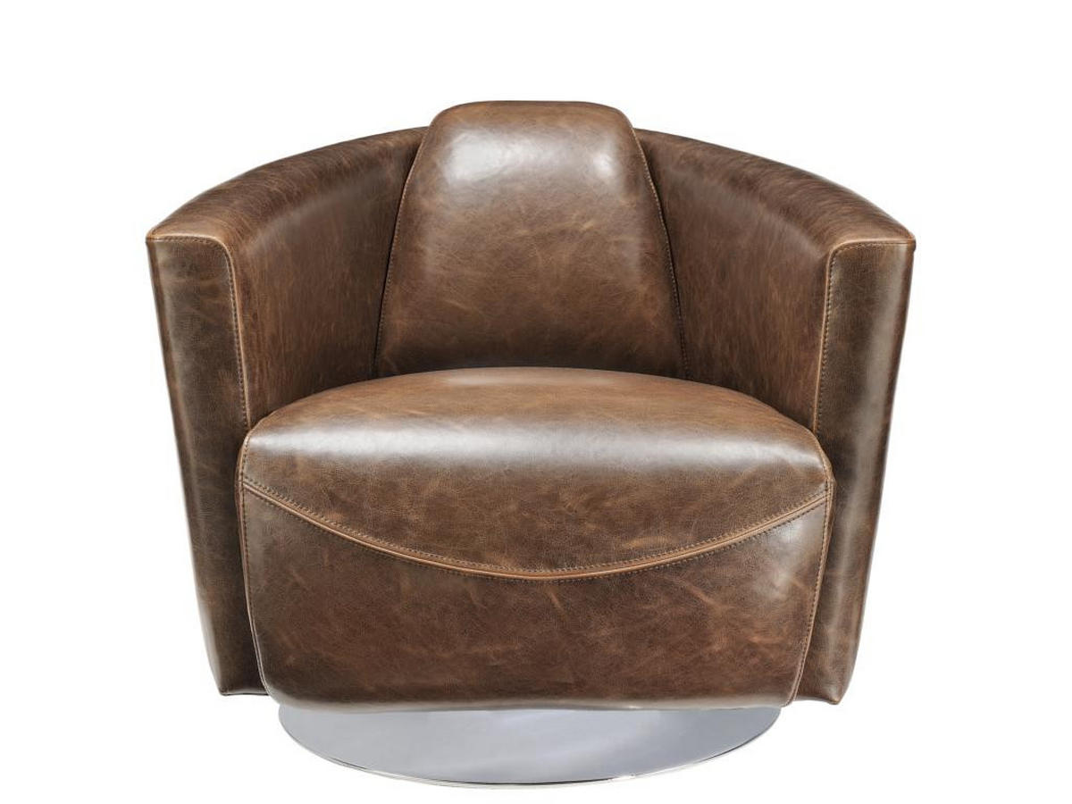 CLUBSESSEL Leder - Vintage Leder - FLORENTIN - Braun, Leder (85.5/73/78.5cm) - Vente-Unique