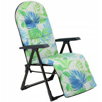GARTENLIEGESTUHL 150 x 68 cm „Leaves“ - Blau/Grau, Metall (58/150cm) - KADAX