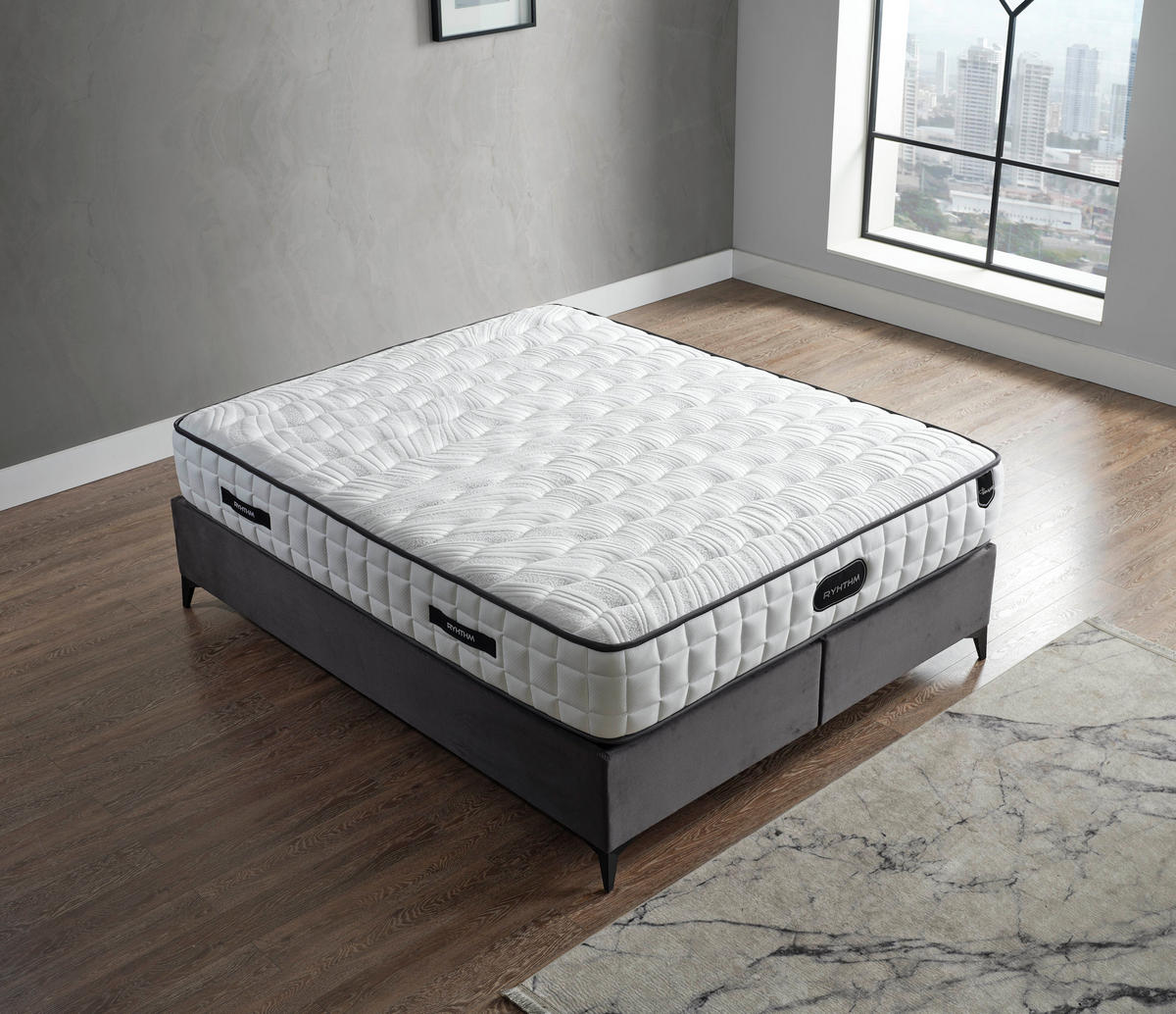 POLSTERBETT-SET Rhythm 180x200 Anthrazit - Bett inkl. Matratze - Anthrazit, Metall (180/200cm) - Villa Möbel
