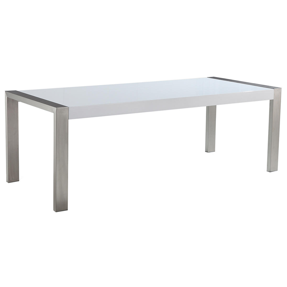 ESSTISCH 220/90/75 cm Weiß, Silberfarben Rechteckig Arctic - Weiß, Holzwerkstoff (220/90/75cm) - Beliani