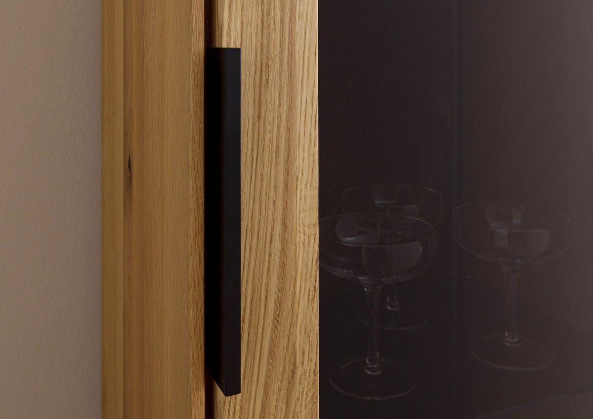 VITRINE Wildeiche 46x43x203 natur geölt LINDAU #20 - Braun, Holz (46/203/43cm) - Massivmoebel24