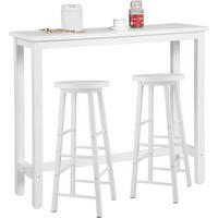 BARTISCH Set mit 2 Barhockern, aus Metall & Holz - Weiß, Holzwerkstoff/Metall (40/120/100cm) - Woltu