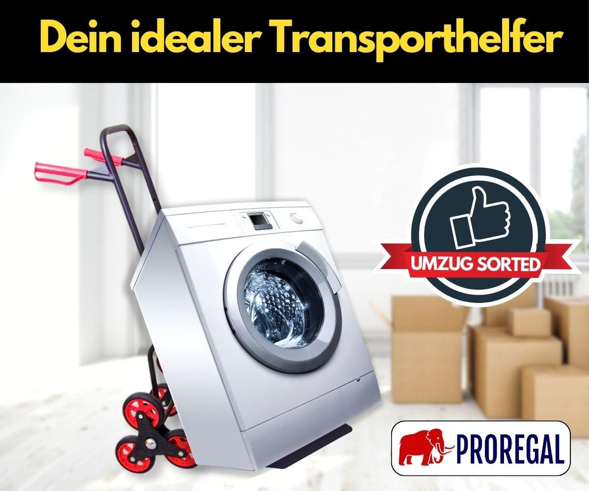 TREPPENSTEIGER Sackkarre Taurus 150 110x45x61cm Traglast 150kg Griff, Klappbar, Stahl Rot-Schwarz - Schwarz, Metall (61/45/110cm) - PROREGAL