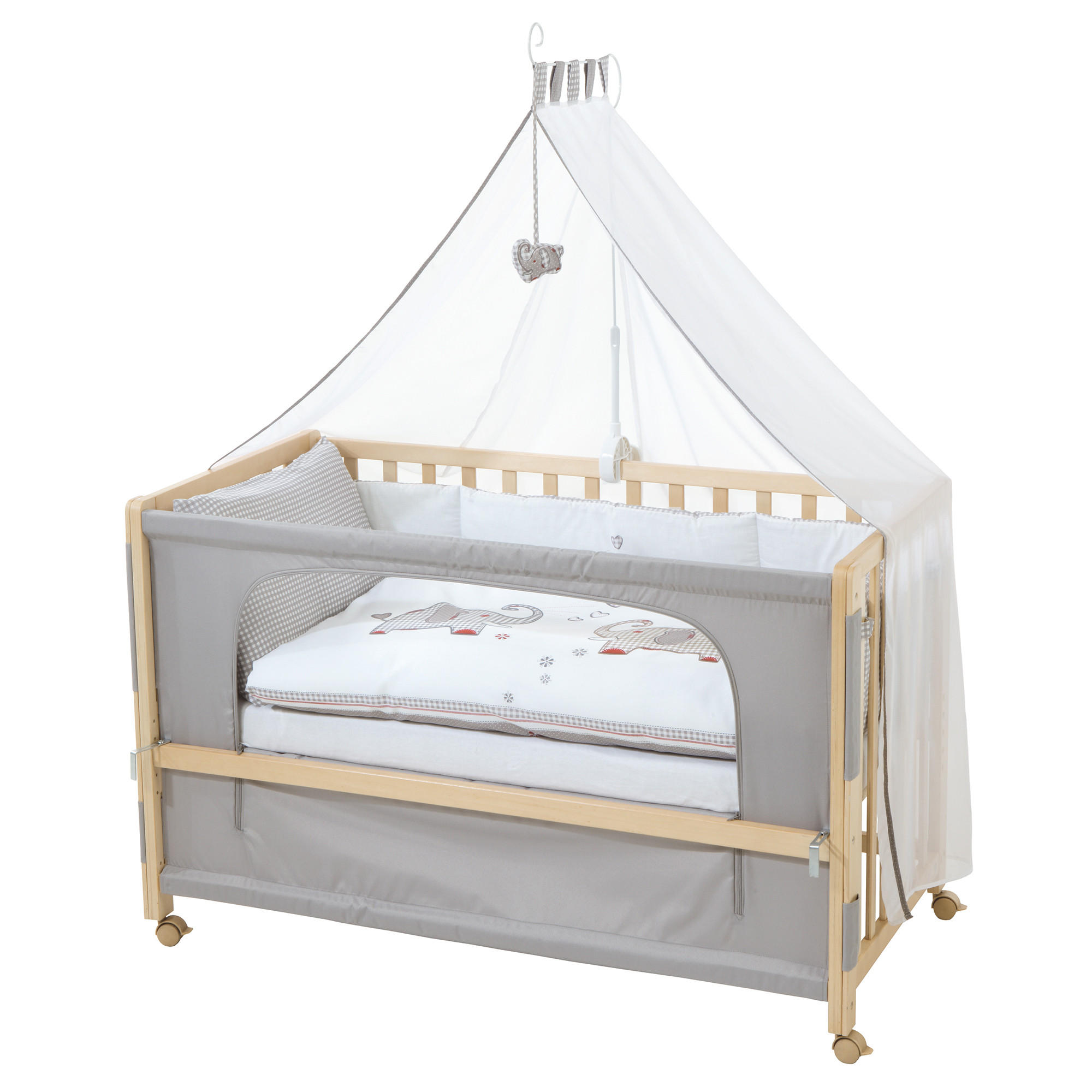 BABYBETT Jumbo twins grau 5er-Set 60 x 120 cm - Naturfarben/Grau, Holzwerkstoff (60/120cm) - Roba