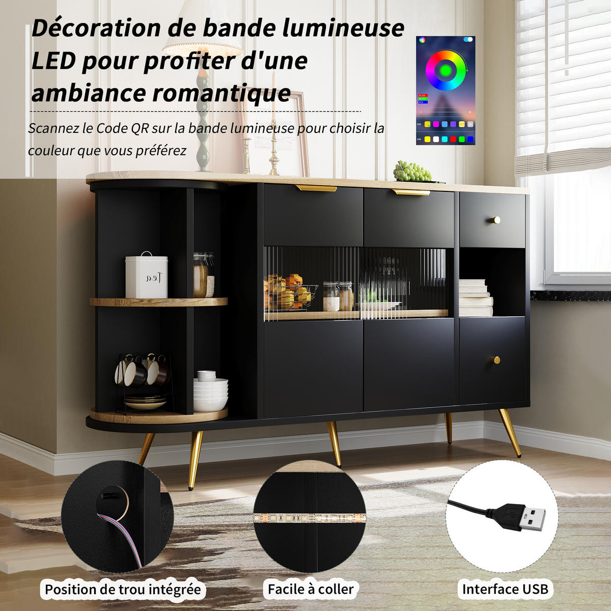 SIDEBOARD Schwarz 130/40/65 cm - Schwarz, Holzwerkstoff (40/65/130cm) - Urban Meuble