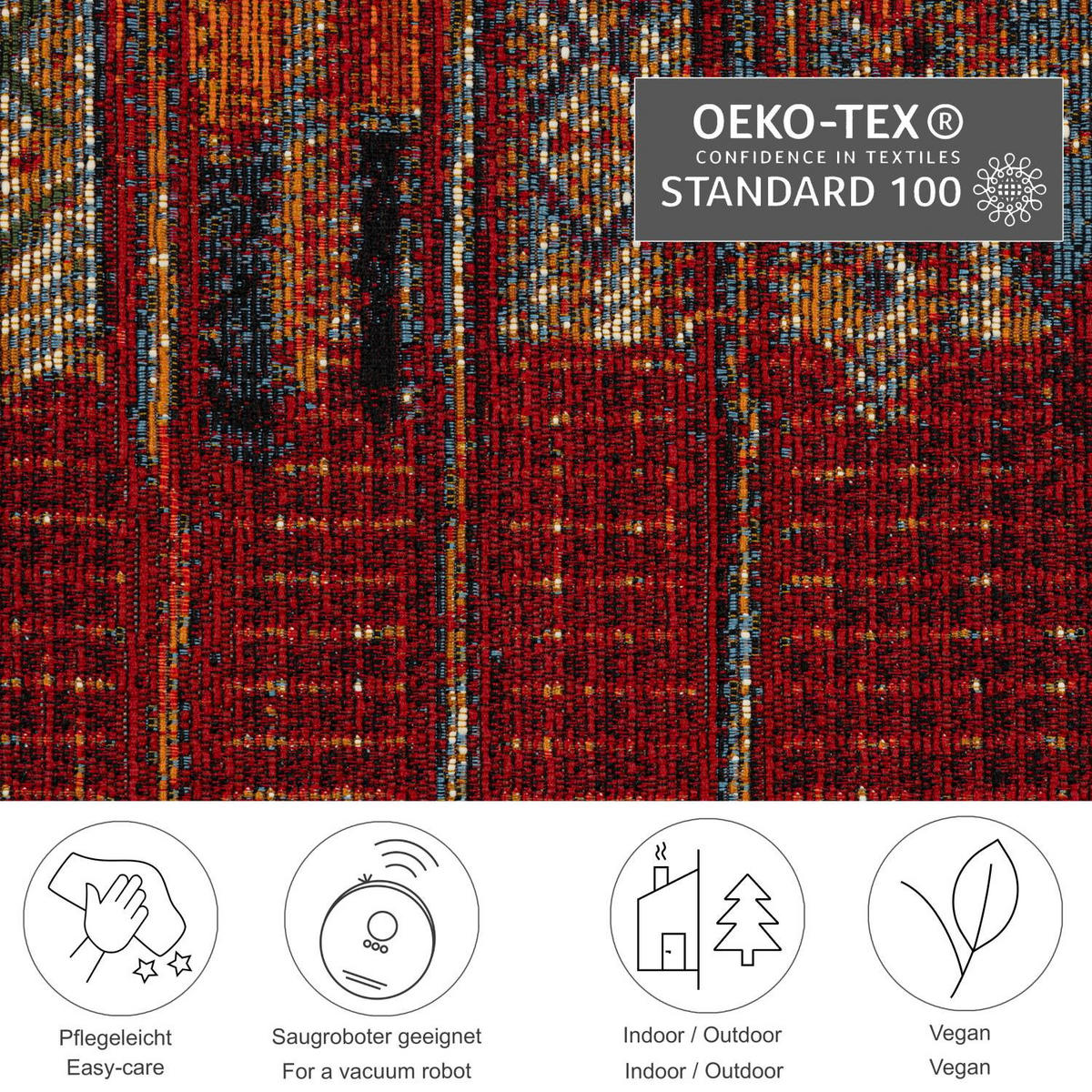 OUTDOORTEPPICH Aurora 80x165 cm - Rot, Textil (80/165cm) - Gino Falcone