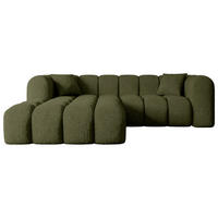 ECKSOFA Ottomane Links OLEA-L1 - 231x173x74 cm Grün Bouclé - Schwarz/Grün, Holzwerkstoff/Kunststoff (190/242cm) - ALTDECOR