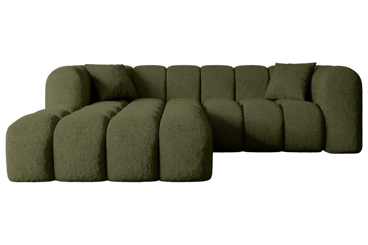 ECKSOFA Ottomane Links OLEA-L1 - 231x173x74 cm Grün Bouclé - Schwarz/Grün, Holzwerkstoff/Kunststoff (190/242cm) - ALTDECOR
