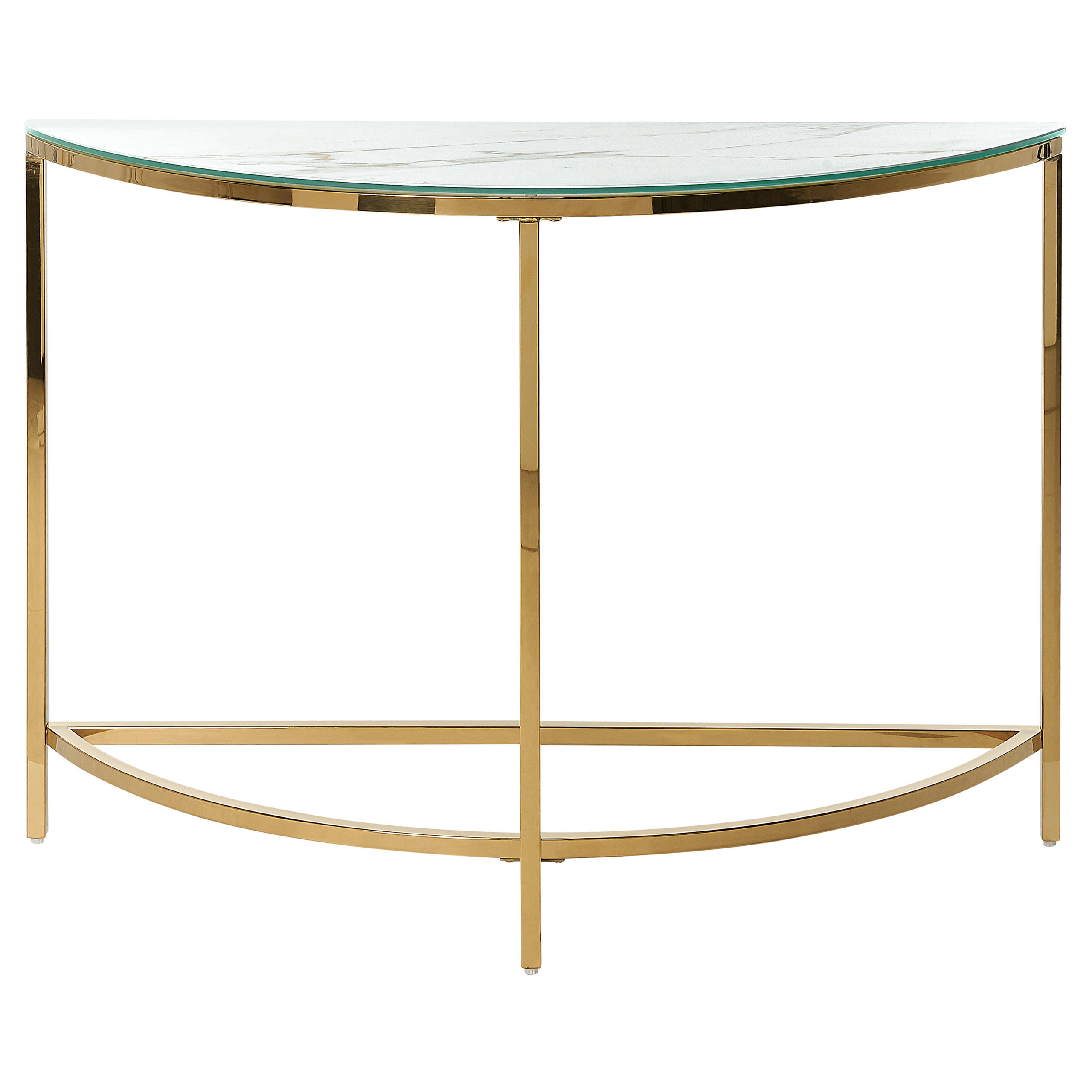 KONSOLENTISCH Marmor Optik weiß/gold Orita - Goldfarben/Weiß, Glas (36/111/78cm) - Beliani