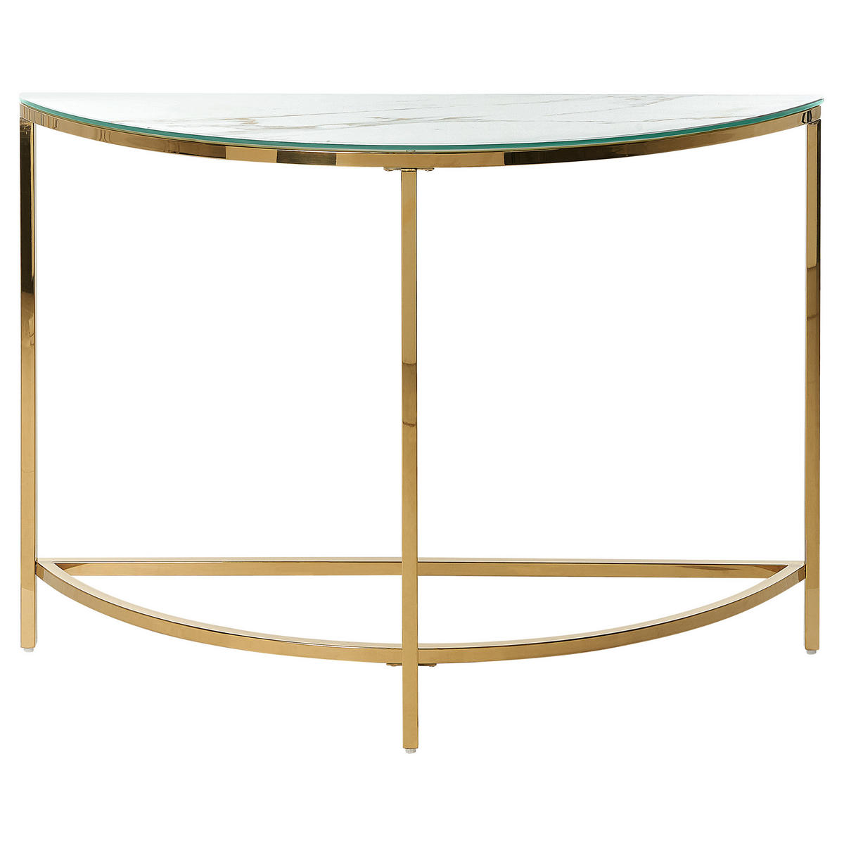 KONSOLENTISCH Marmor Optik weiß/gold Orita - Goldfarben/Weiß, Glas (36/111/78cm) - Beliani