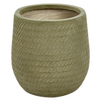 BLUMENTOPF olivgrün rund 27/27/32 cm Livadia - Grün, Naturmaterialen (32cm) - Beliani