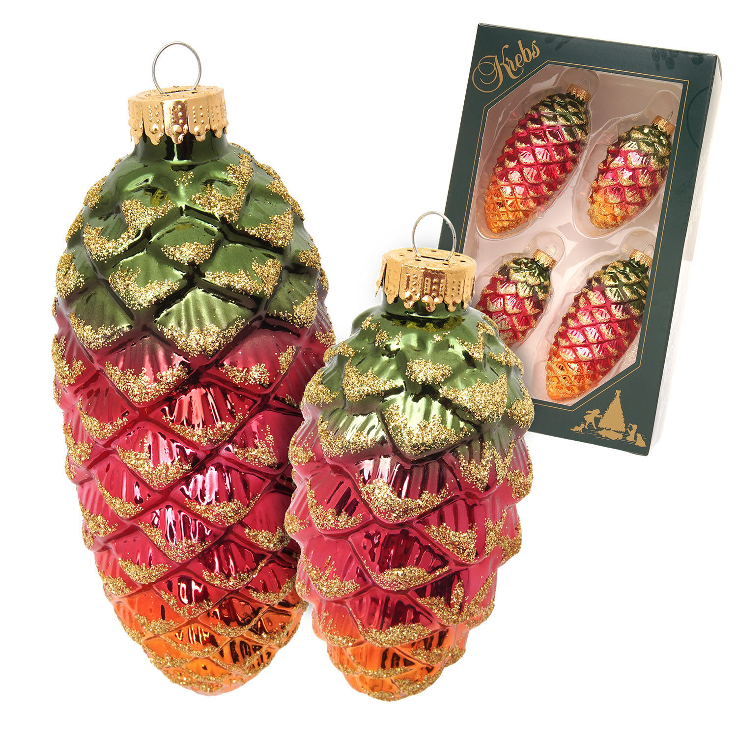 WEIHNACHTSDEKORATION Tannenzpafen Mehrfarbig 10cm (Glas / 4 Stk.) - Multicolor, Glas (4/10/4cm)