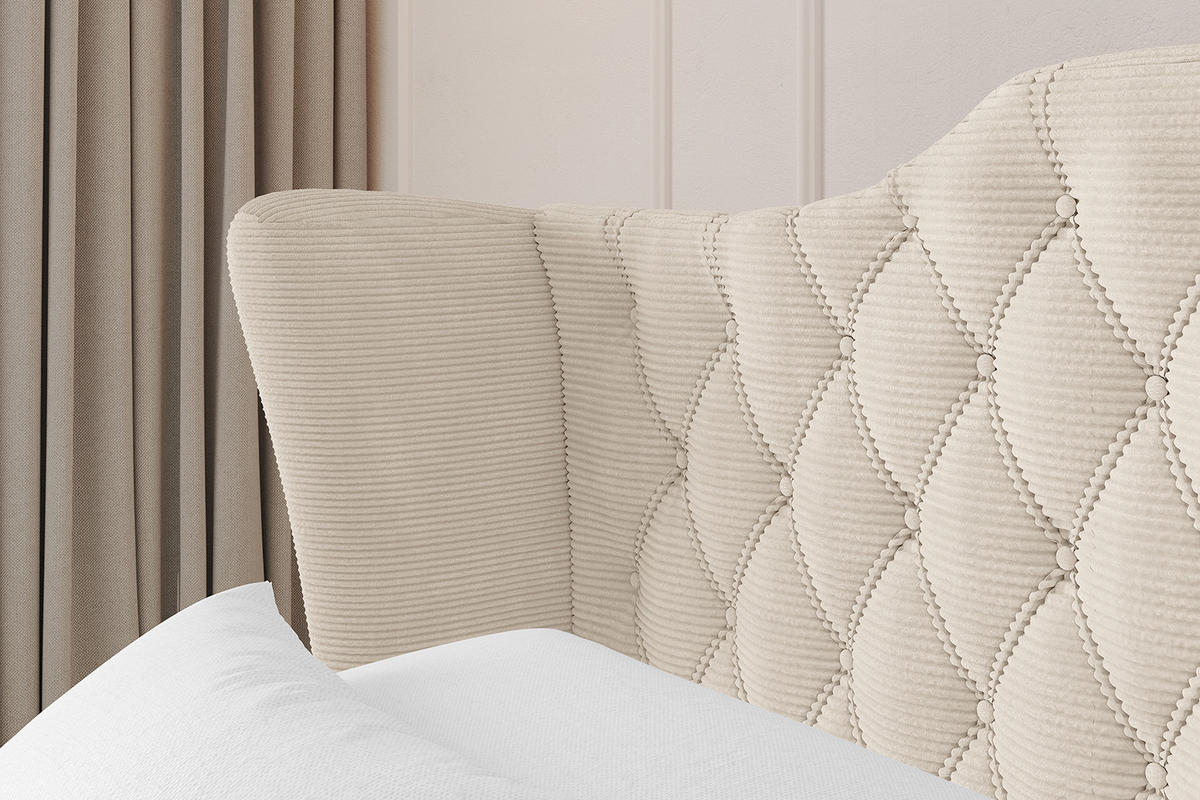 POLSTERBETT mit Bettkasten, Fußteil und Lattenrost, Boxbett mit Matratze H3/H4 - MODY-Z 180x200 Beige - Creme, Holzwerkstoff/Textil (180/200cm) - ALTDECOR