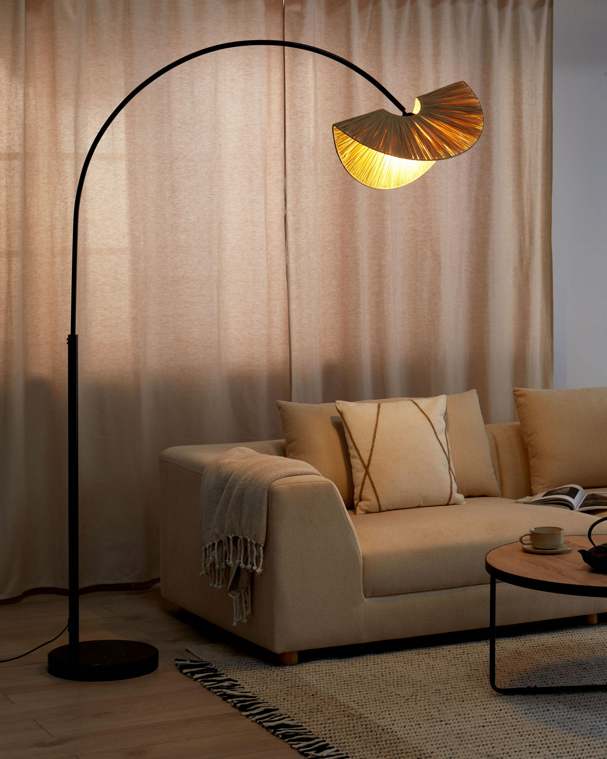 STEHLAMPE Naturfarben Herron - Naturfarben, Papier (35/130/189cm) - Beliani