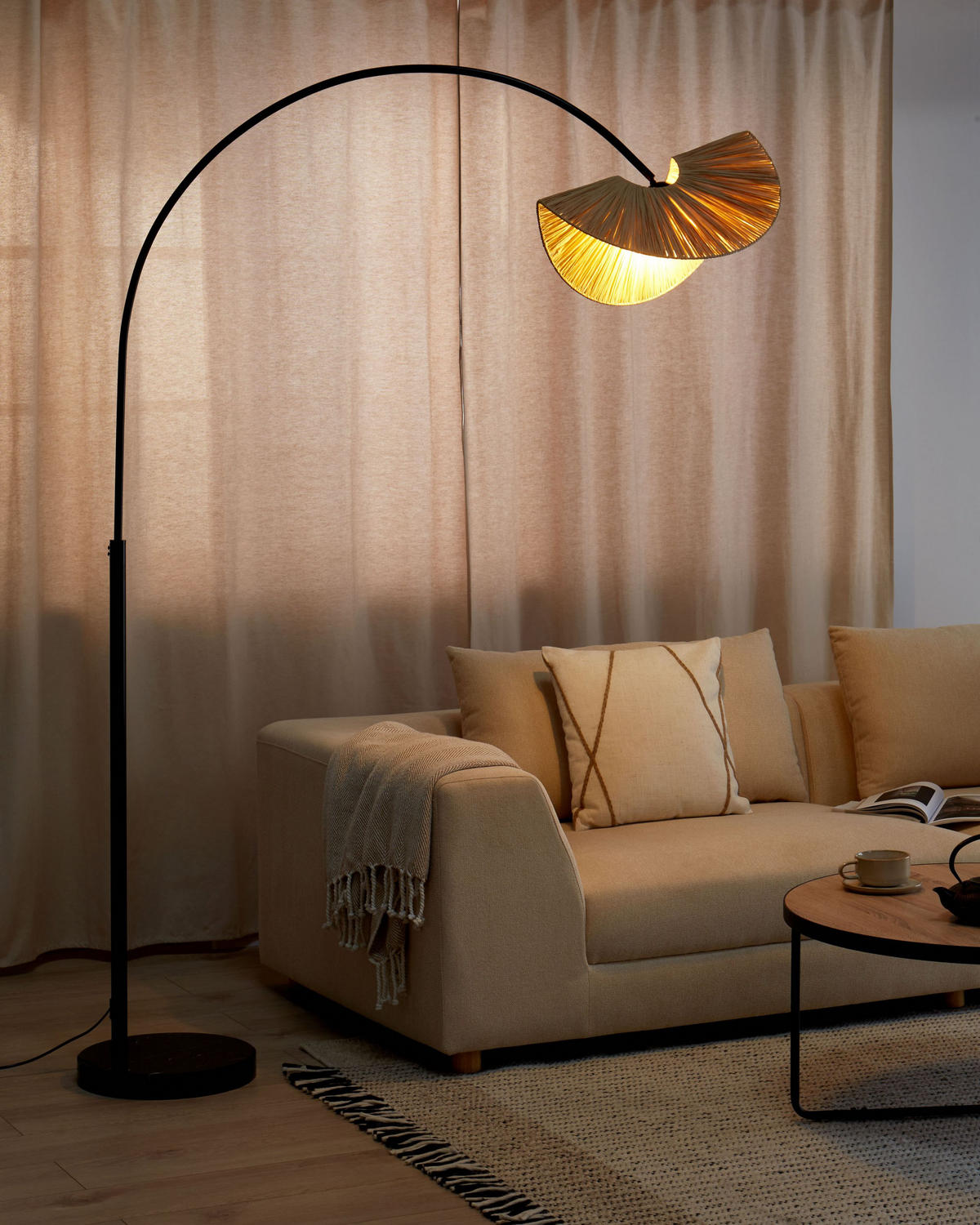 STEHLAMPE Naturfarben Herron - Naturfarben, Papier (35/130/189cm) - Beliani