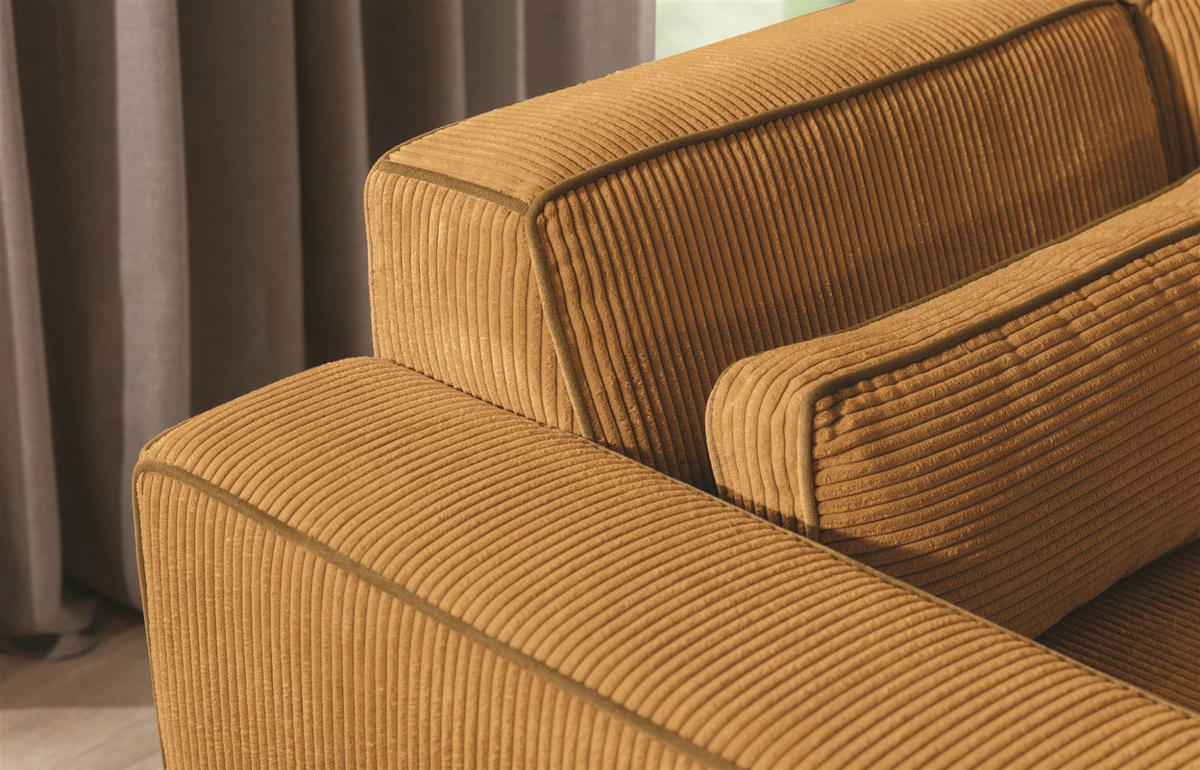 ECKSOFA Schlafsofa Waldo In Poso - Dunkelgelb, Holzwerkstoff/Textil (260/173cm) - Fun Möbel