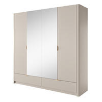KLEIDERSCHRANK 213 cm Brando mit Spiegel, 4 Türen, 2 Schubladen, Beige - Beige, Holz (213/208/55cm) - Emporius