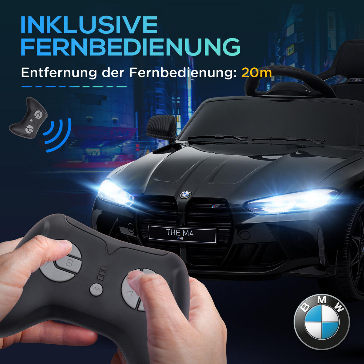 KINDER Elektroauto 12V Kinderfahrzeug mit 2,4G-Fernbedienung, 3-5 km/h, Schwarz - Schwarz, Metall (108/69.5/51cm) - AIYAPLAY