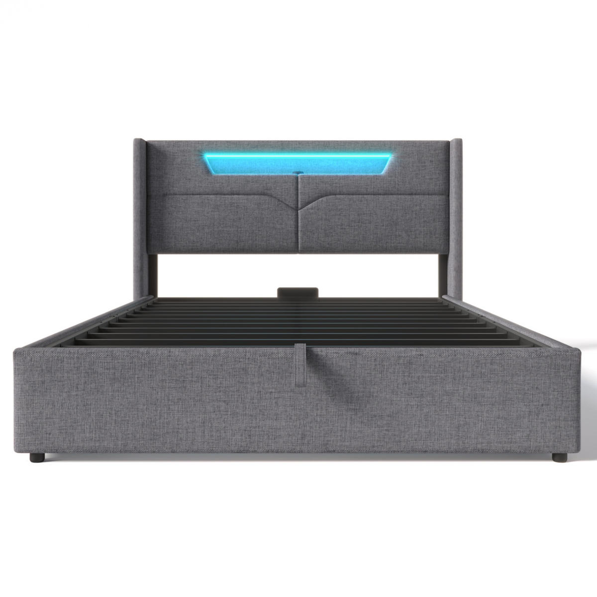ČALÚNENÁ posteľ 160/200 cm, sivá, s LED osvetlením a USB-C nabíjaním - sivá, textil (160/200cm) - BEAOK