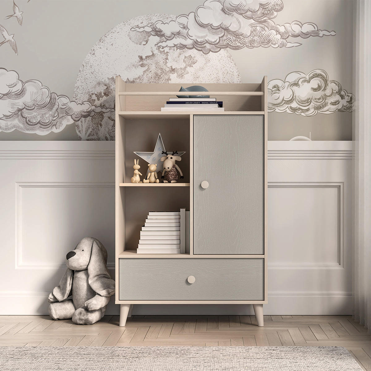 BÜCHERREGAL Alycia Beige - Grau - Holzeffekt - Grau, Holz (80/132/40cm) - Petits-meubles