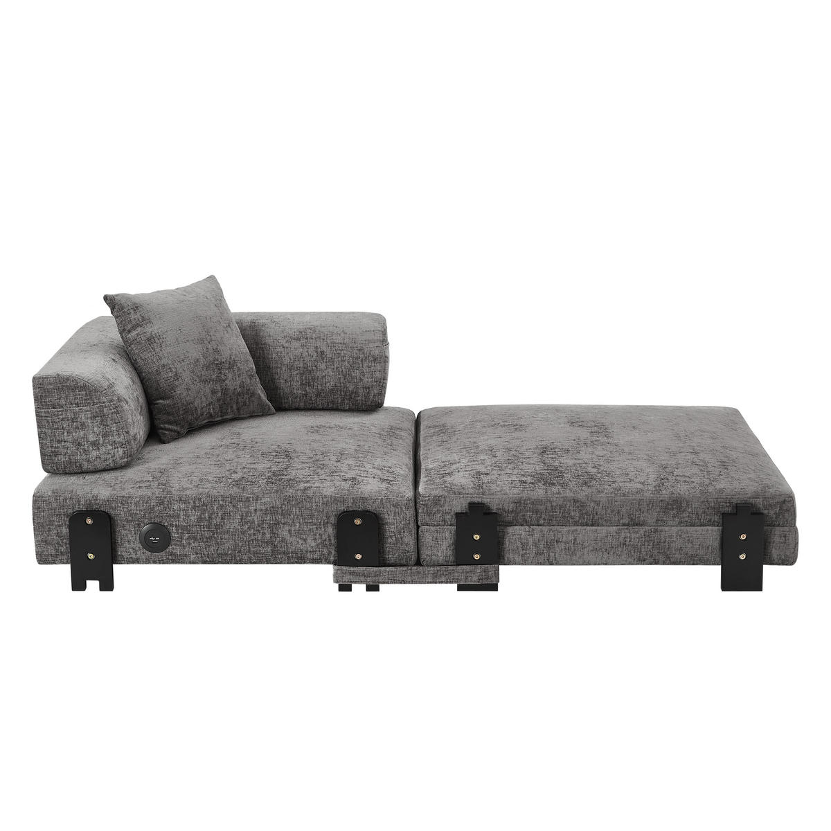 SCHLAFSOFA DE-35099 mit USB und Stauraum Dunkelgrau - Dunkelgrau, Textil (170.5/48/84cm) - ComfortXL