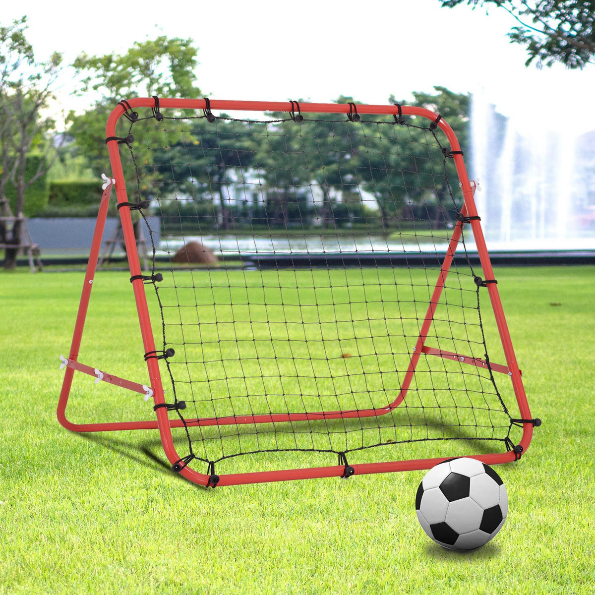 REBOUNDER DE-18596 verstellbarer Winkel mit 20 elastischen Seilen - Rot, Kunststoff (80/96cm) - ComfortXL