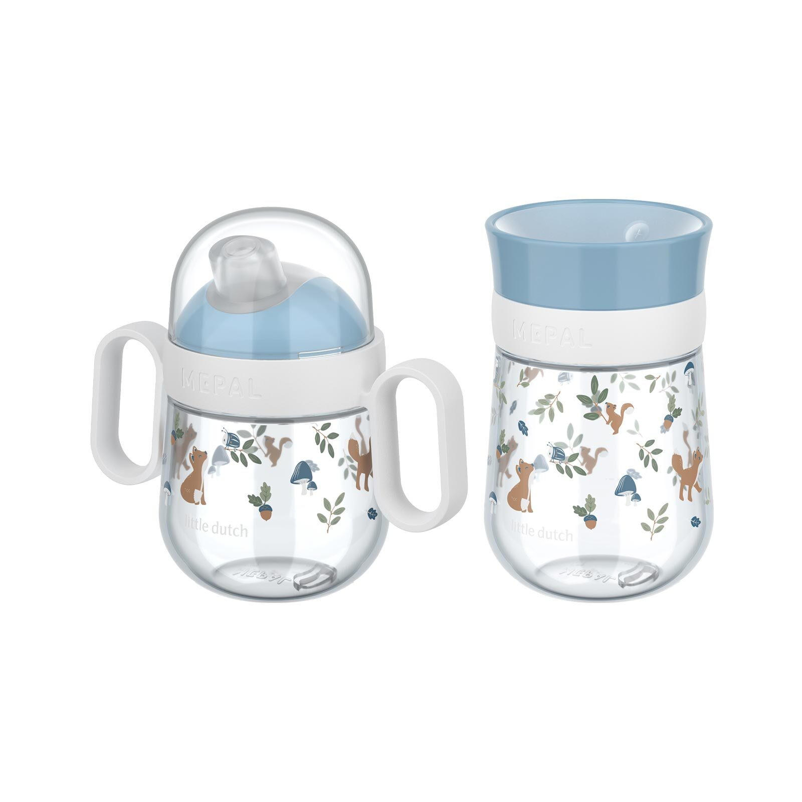 TRINKLERNBECHER ANTITROPF & 360° Mio Forest Friends 200 & 300 ml 2er Set - Hellblau, Kunststoff (0.5L) - Mepal
