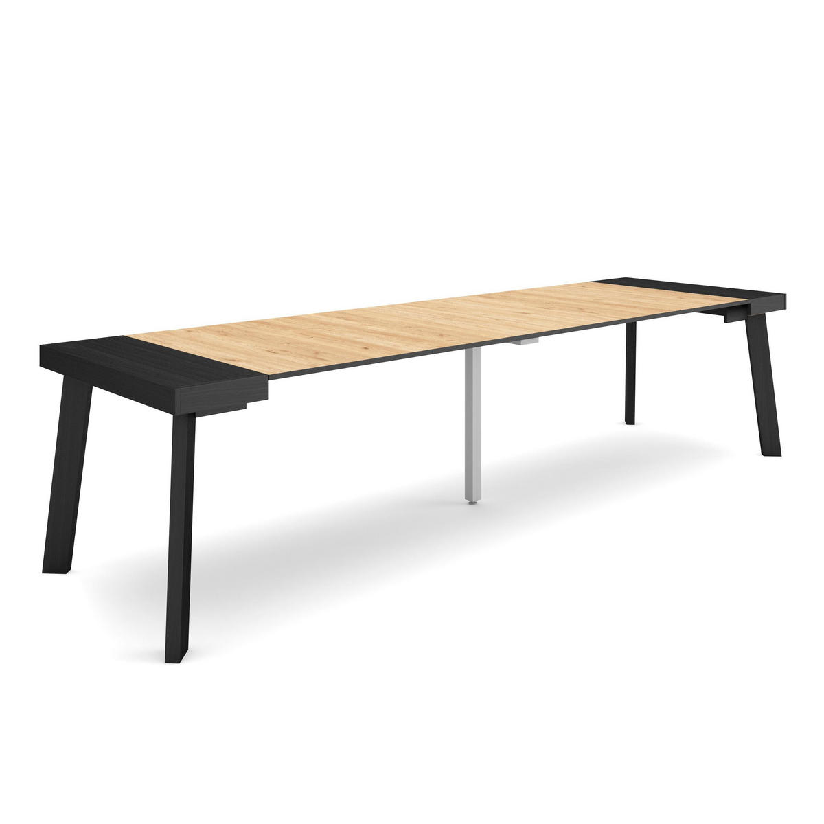 KONSOLENTISCH ausziehbar 58 bis 302cm, für 14 Gäste, schwarz eiche, 90/58/73cm - Eichefarben/Schwarz, Holzwerkstoff (90/302/73cm) - Skraut Home