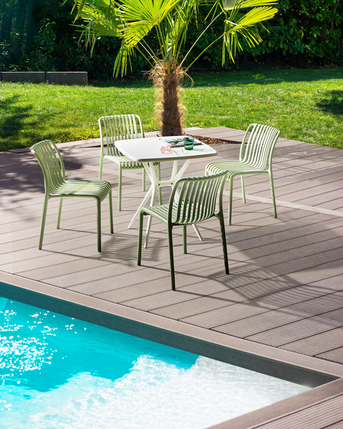 GARTENSTUHL 4er-Set Hellgrün Ariccia - Hellgrün, Kunststoff (45/78/50cm) - Beliani