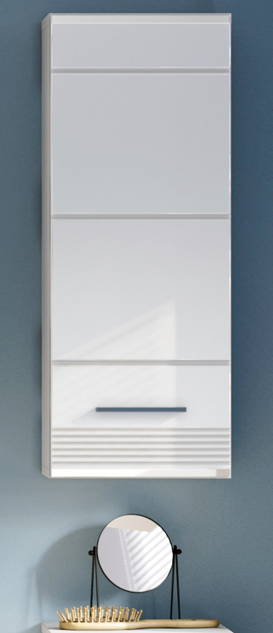 HÄNGESCHRANK, weiß Hochglanz, 30 x 77 cm, Badschrank - Weiß Hochglanz/Silberfarben, Holzwerkstoff/Kunststoff (30/77/23cm) - Inn.Furn