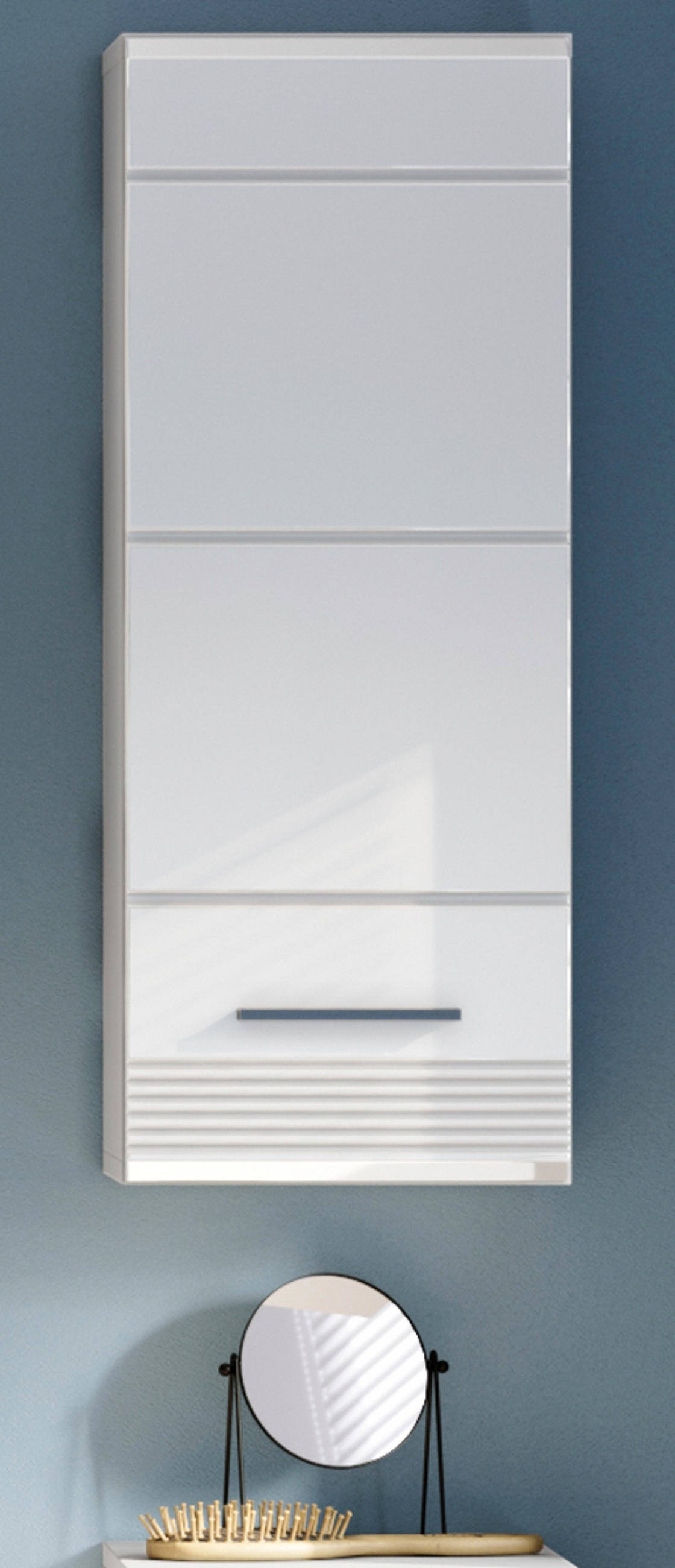 HÄNGESCHRANK, weiß Hochglanz, 30 x 77 cm, Badschrank - Weiß Hochglanz/Silberfarben, Holzwerkstoff/Kunststoff (30/77/23cm) - Inn.Furn