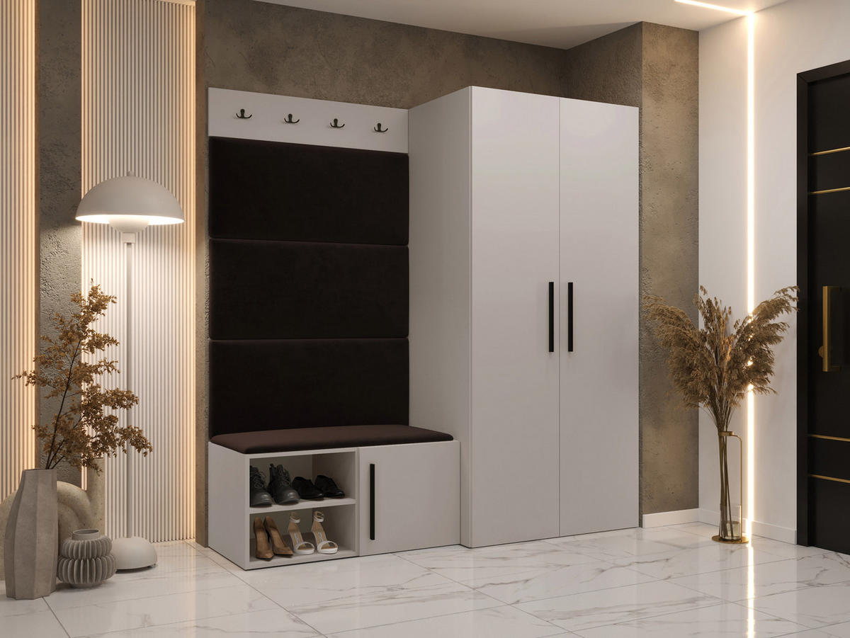 GARDEROBEN-SET Medi I - Kaschmir/Schwarz, Holzwerkstoff/Kunststoff (80/191/50cm) - MIRJAN24