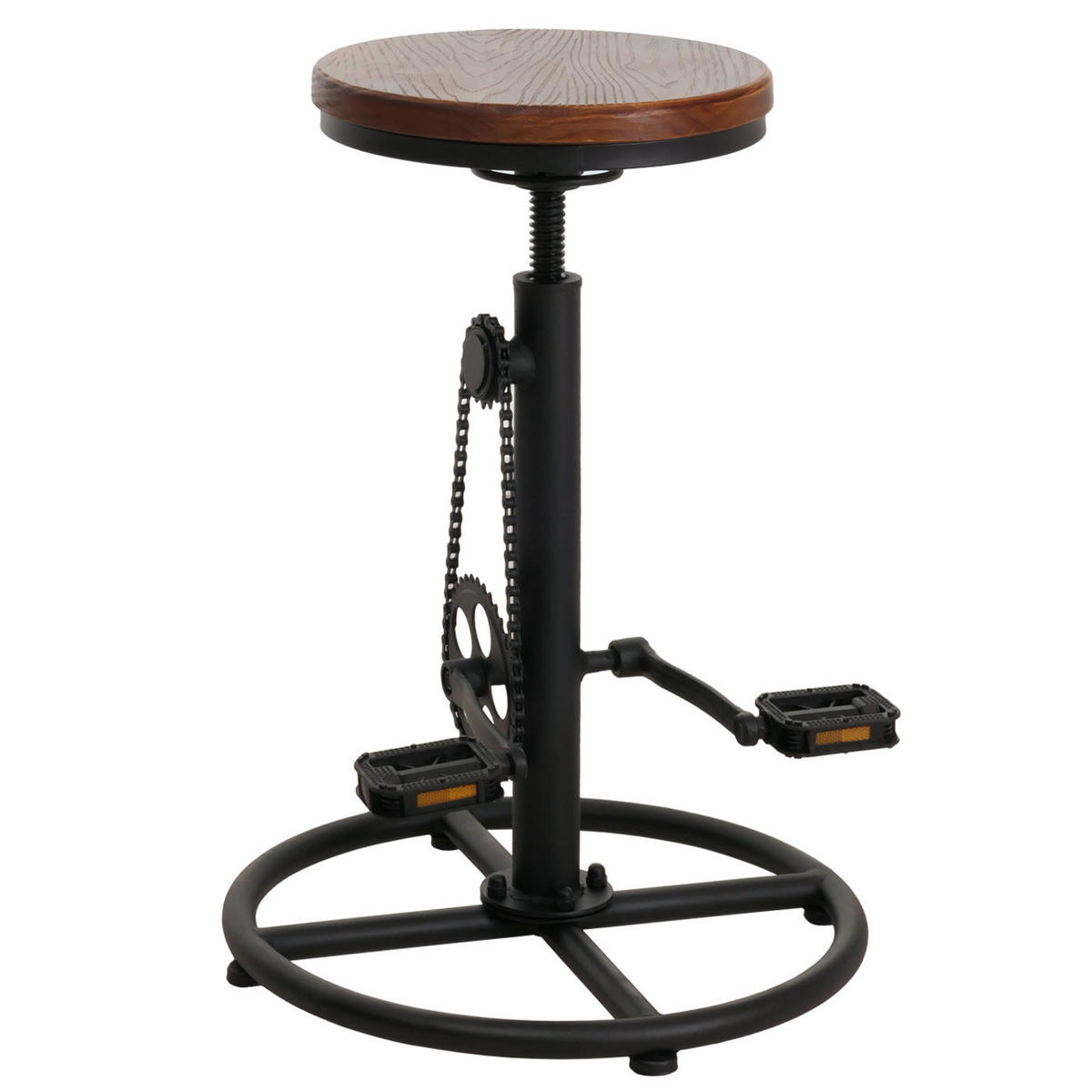 BARHOCKER mit Fußablage Sitzhöhe 61-85cm höhenverstellbar drehbar Fußablage Metall Massiv-Holz Braun - Dunkelbraun, Holz (46/85/46cm) - PROREGAL