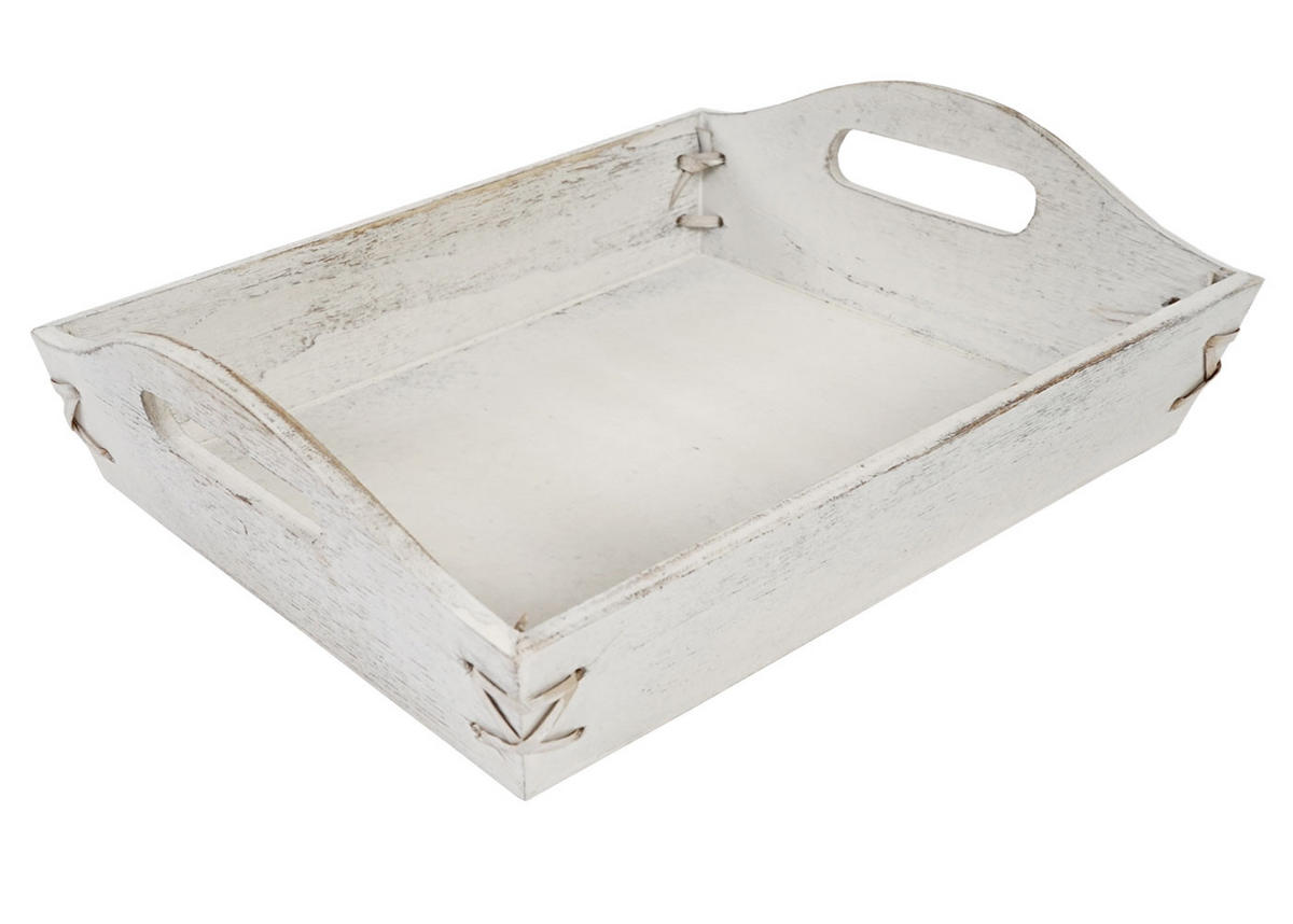 TABLETT SHABBY-LOOK 3ER SET Weiß 3er-Set - Weiß, Holz (36/10/27cm) - MCW