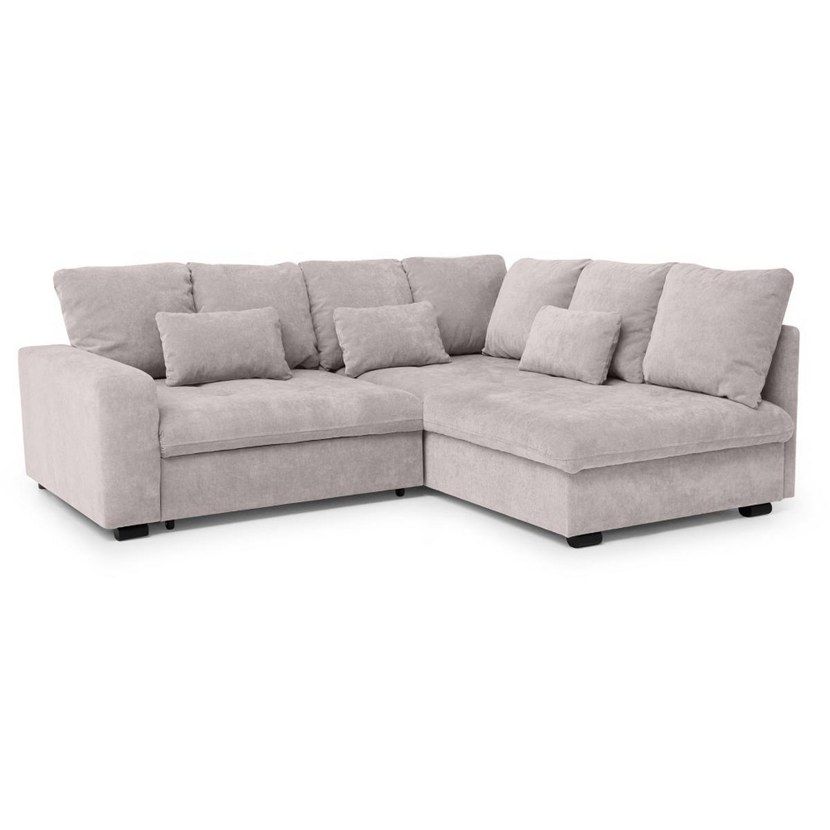 ECKSCHLAFSOFA Ramo mit Bettkasten, Topper gratis, Cappuccino, rechts - Schwarz/Cappuccino, Textil (229/190cm) - Beautysofa