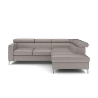 ECKSCHLAFSOFA aus Echtleder mit Schlaffunktion und Bettkasten - Chromfarben/Silberfarben, Leder/Holz (207/242cm) - Cotta