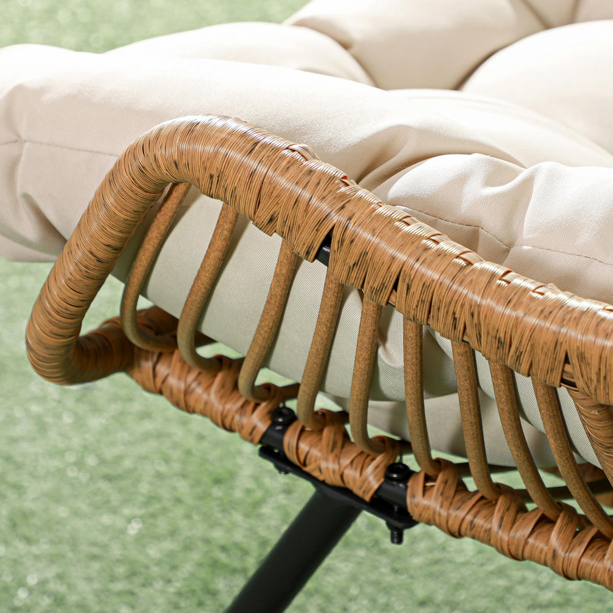 GARTENSESSEL mit dickem Sitzkissen, Stahl, Khaki, 75 x 101 x 90 cm - Braun, Kunststoff (75/90/101cm) - Outsunny