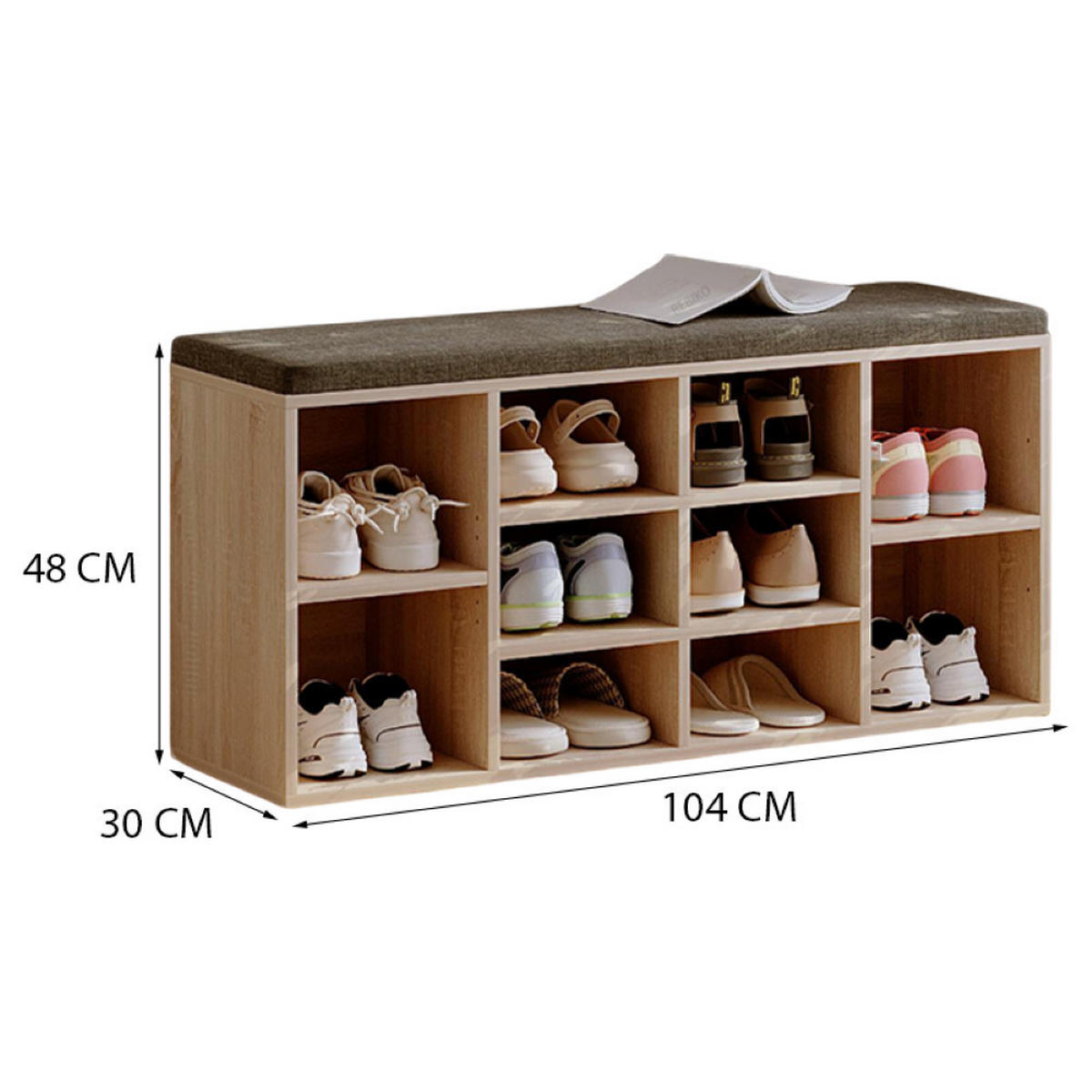 SCHUHSCHRANK sonoma-eiche 104/48/30 cm - Braun, Holz (104/48/30cm)