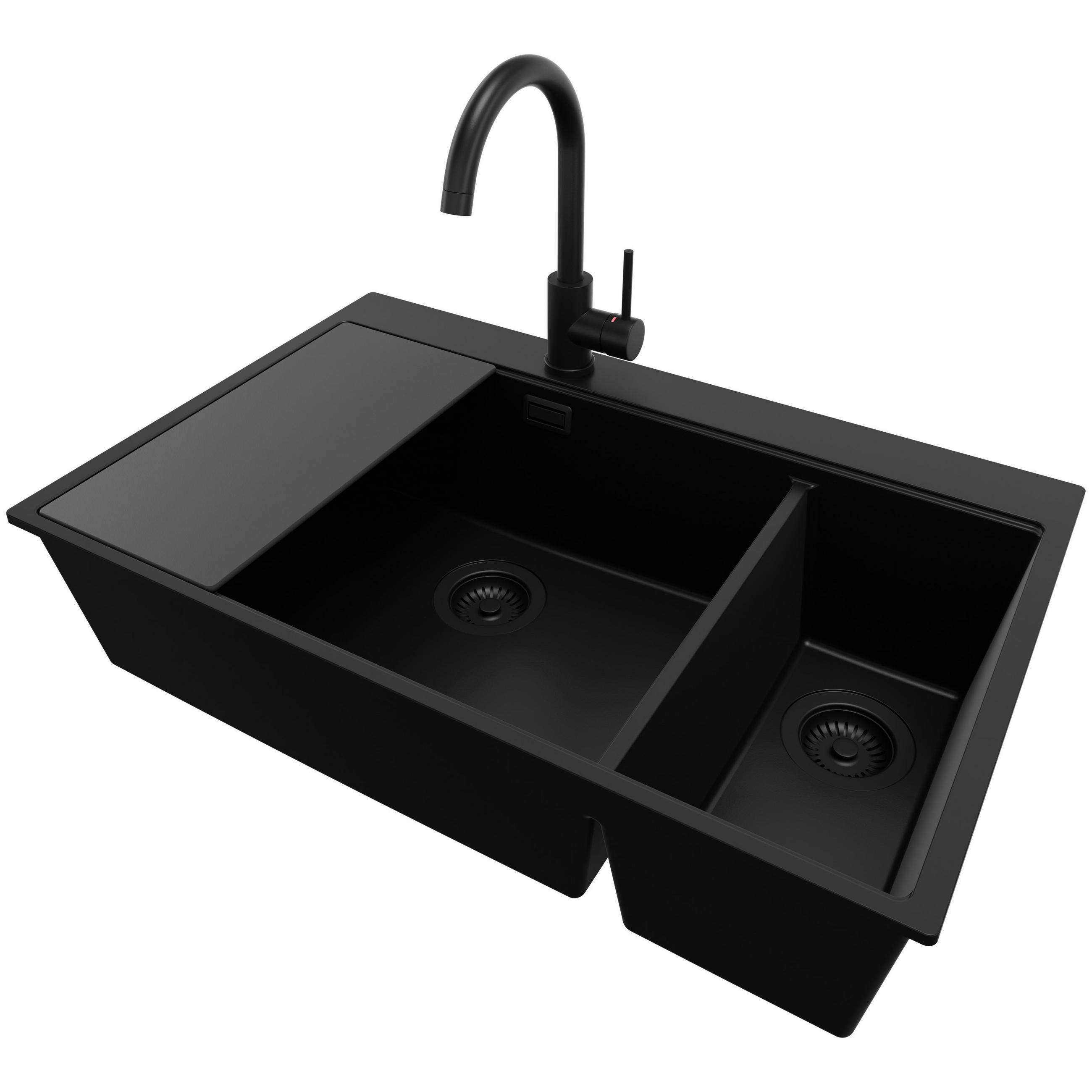 Primagran Granitspüle Schwarz, Schwarz, Schwarz, Schwarz 78x20x50 cm