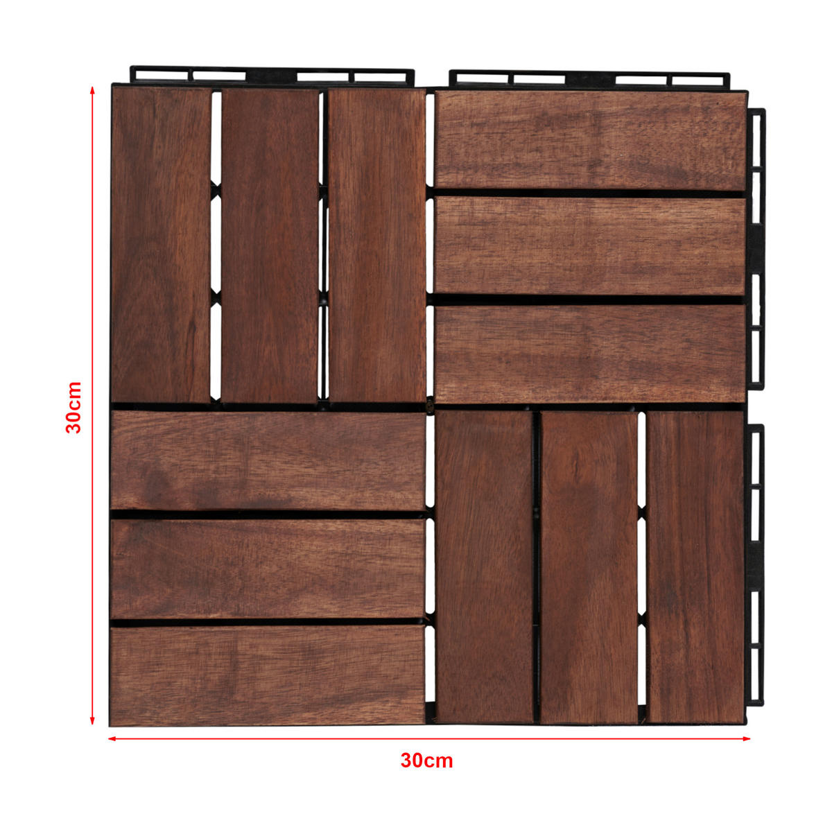 KLICKFLIESEN-SET 10 TLG. Alliste - Braun, Holz (30/30/1.9cm) - casa.pro