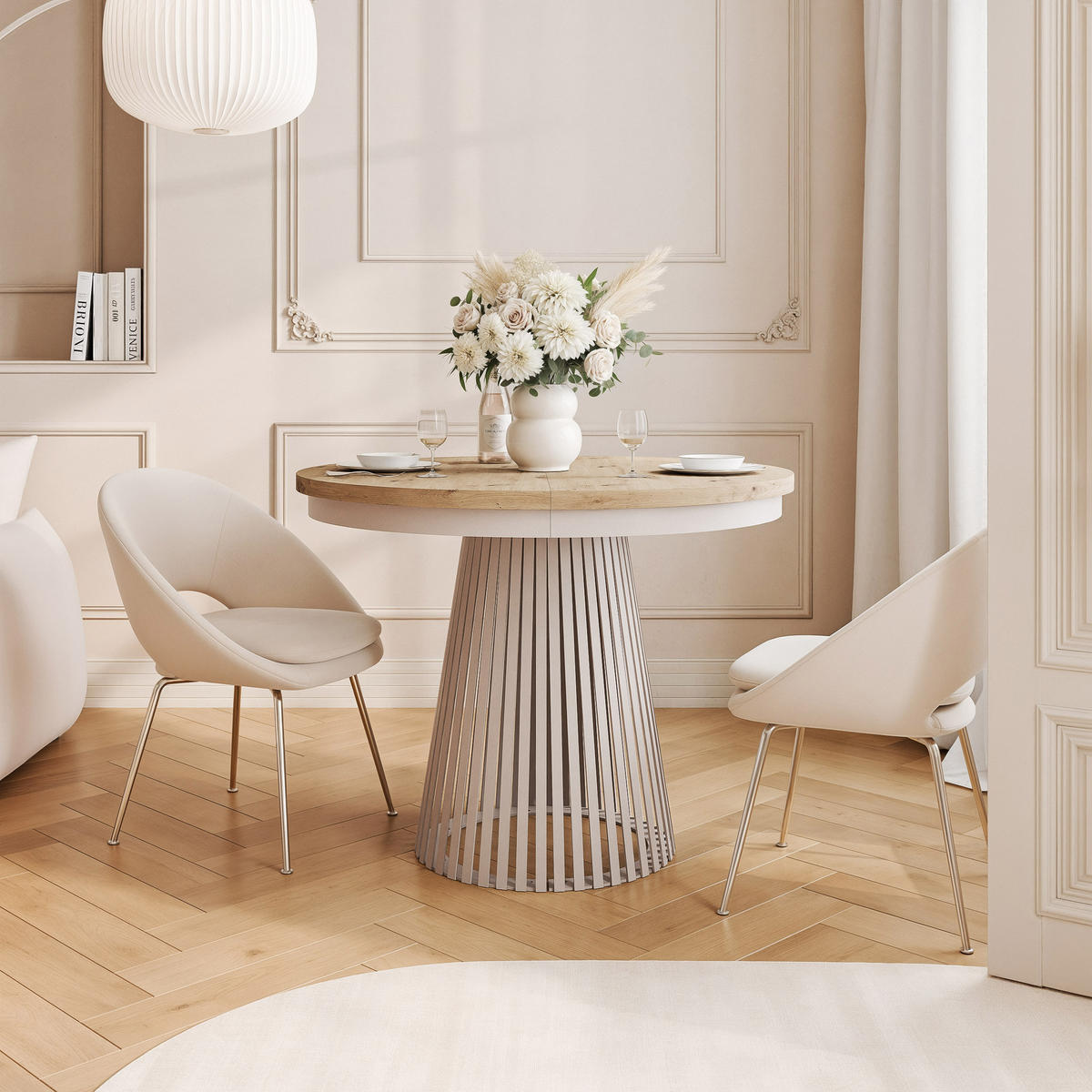 AUSZIEHTISCH AUREA 100-180/75 cm, Kaschmir / Artisan-Eiche - Kaschmir/Eiche Artisan, Holzwerkstoff/Metall (100/100/75cm) - Idohome
