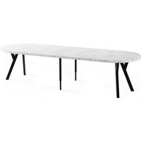 ESSTISCH Twixy XXL groß rund oval ausziehbar, Marmor Weiß 100-300/100/76 cm - Ecru/Schwarz, Holz/Holzwerkstoff (100/100/76cm) - WFL GROUP