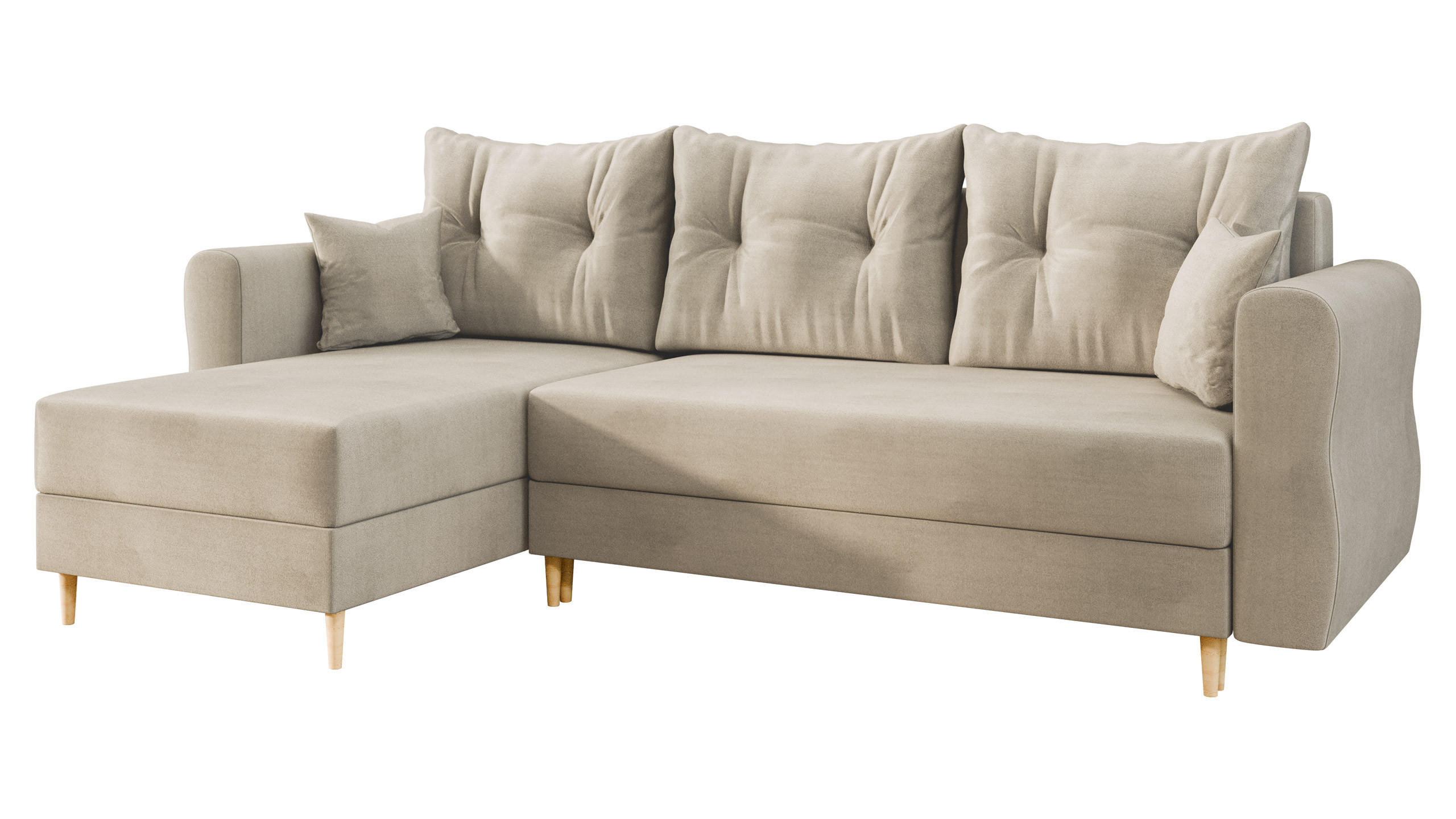 ECKSOFA Zako L - Beige/Naturfarben, Holz/Textil (238/138cm) - MIRJAN24