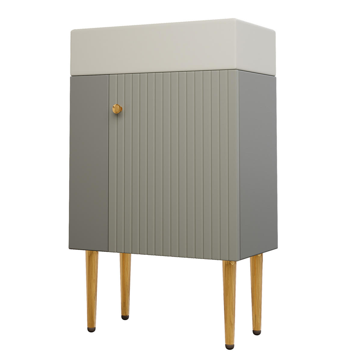 WASCHTISCHKOMBI Hellgrau mit Keramikbecken - Grau, Holzwerkstoff (55/91/31cm) - Urban Meuble