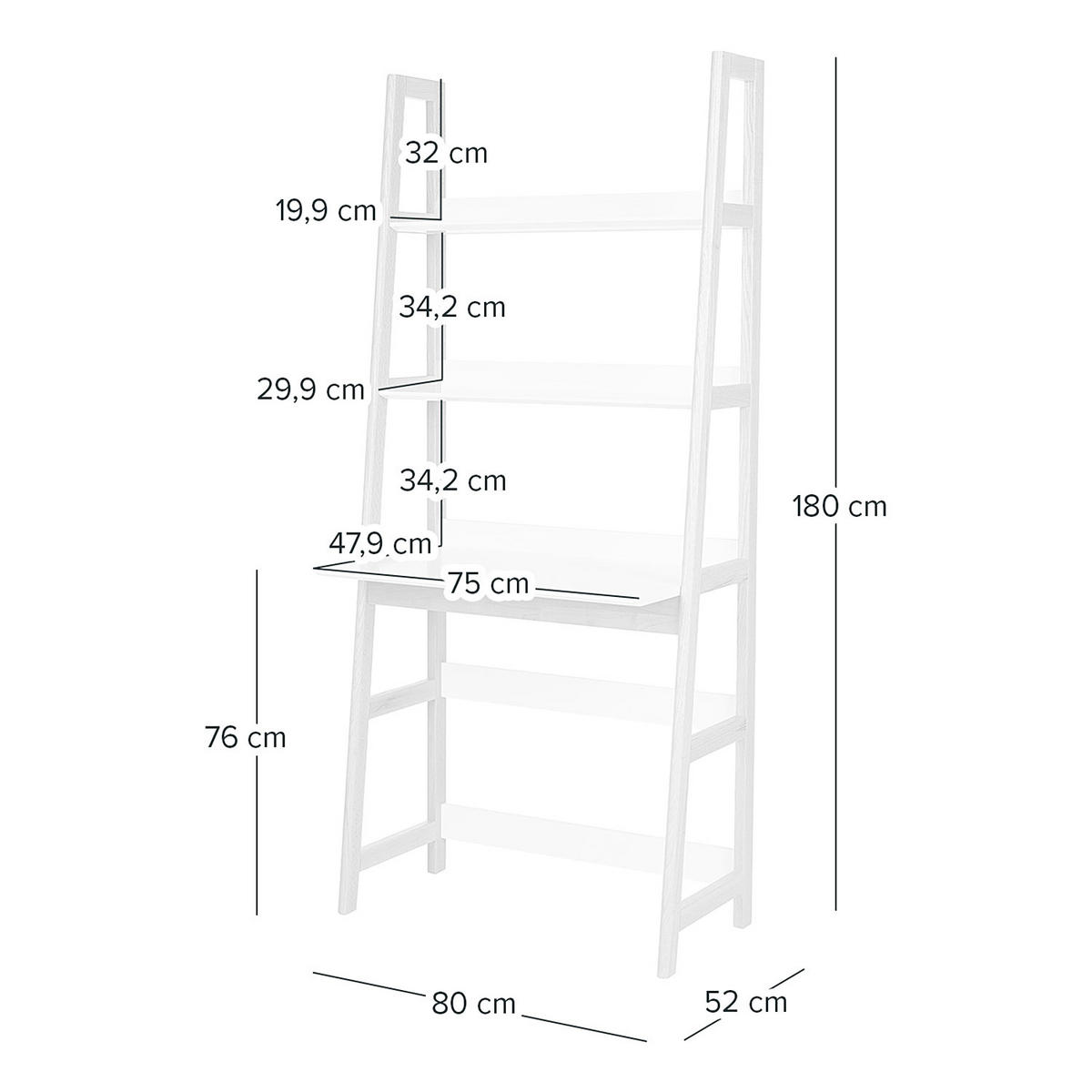 SCHREIBTISCHREGAL - Weiß - Weiß, Holz (52/80/180cm) - home24
