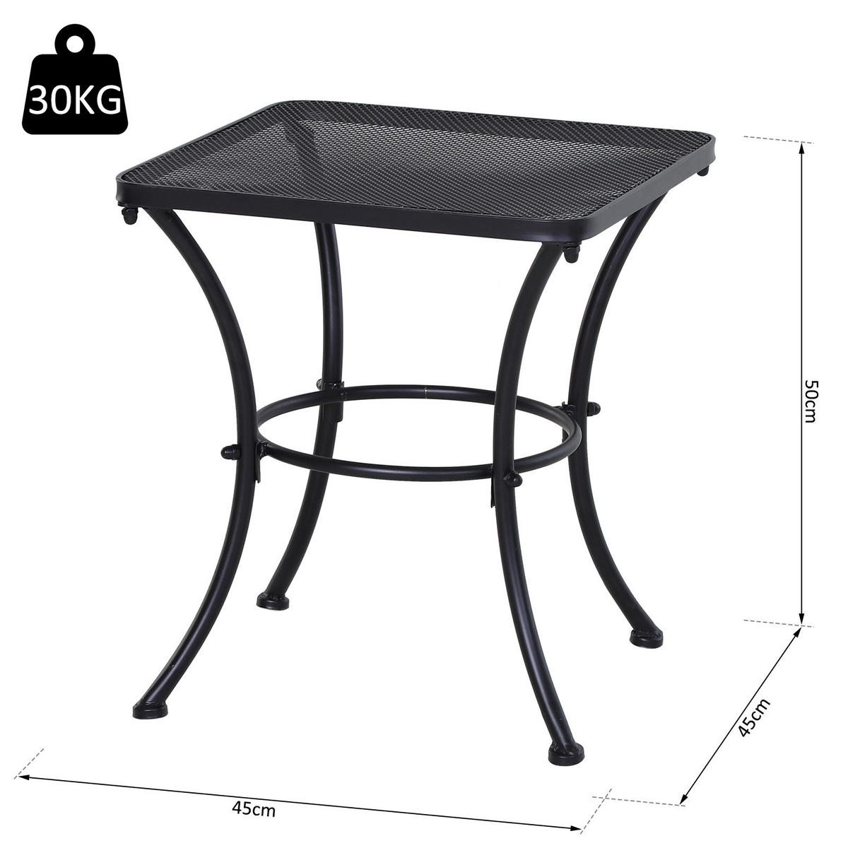 GARTENTISCH,SCHWARZ,1 Stück - Schwarz, Metall (45/45/50cm) - GiPP