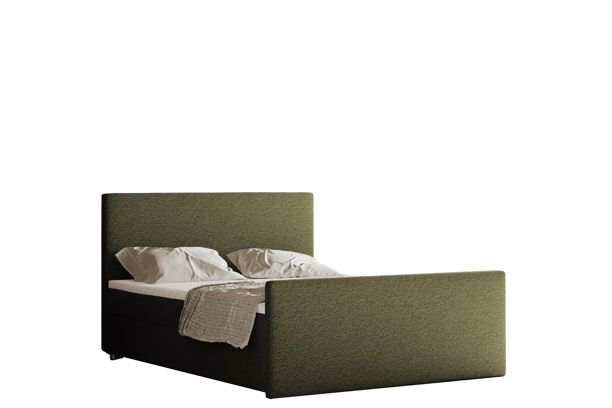BOXBETT mit Bettkasten Matratze Topper LAGUNE Stoff Loop Grün 200x200 cm H3-Bonell - Grün, Holz/Holzwerkstoff (200/200cm) - Kaiser Möbel