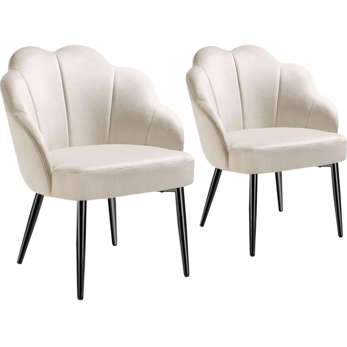COCKTAILSESSEL 2er Set Hellen 66 x 62 x 80 5 cm creme/schwarz - Creme/Schwarz, Textil (66/80.5/62cm) - tectake