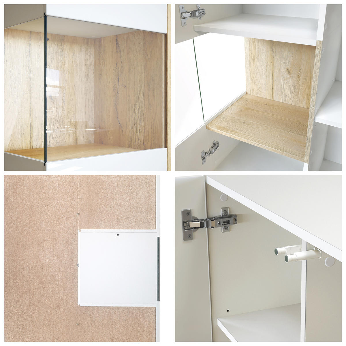 VITRINE Morena Einsatz in Weiß Hochglanz - Weiß Hochglanz, Holzwerkstoff (91.5/136.5/37cm) - Vladon