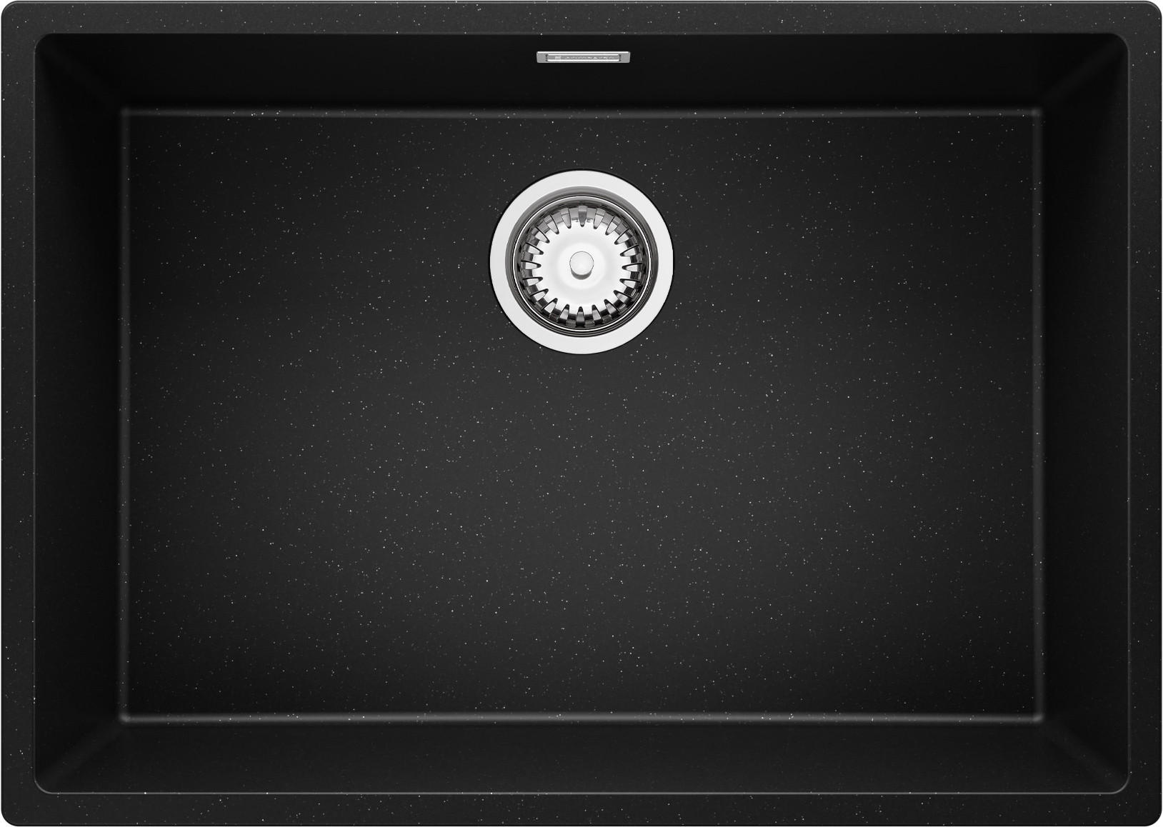 SPÜLBECKEN London Slim, 2-er set Schwarz Metallic 66/47 cm 1 Becken + Ablauf-Set ab 70er Unterschrank - Chromfarben/Schwarz Hochglanz, Kunststoff (66/20/47cm) - Primagran